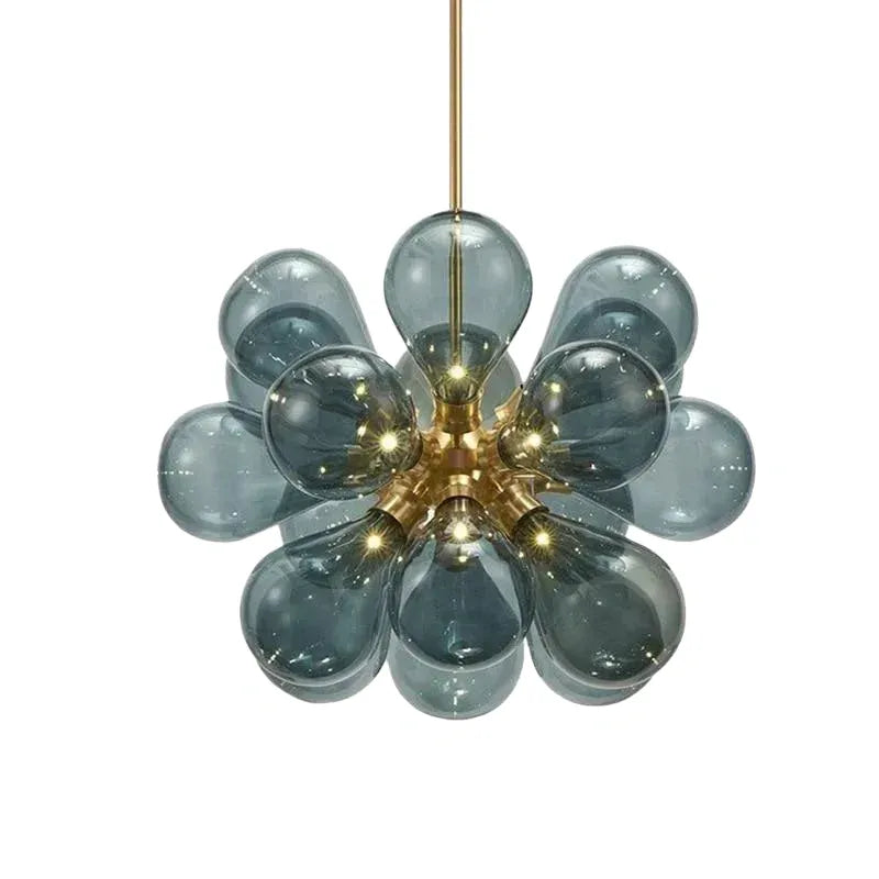 Chandelier – Blue/Purple/White Glass for Living Room